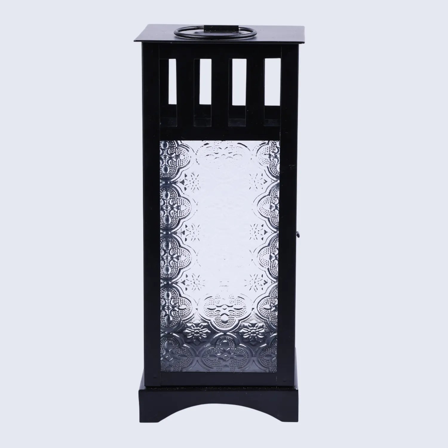 metal embossed glass vintage lantern matte black