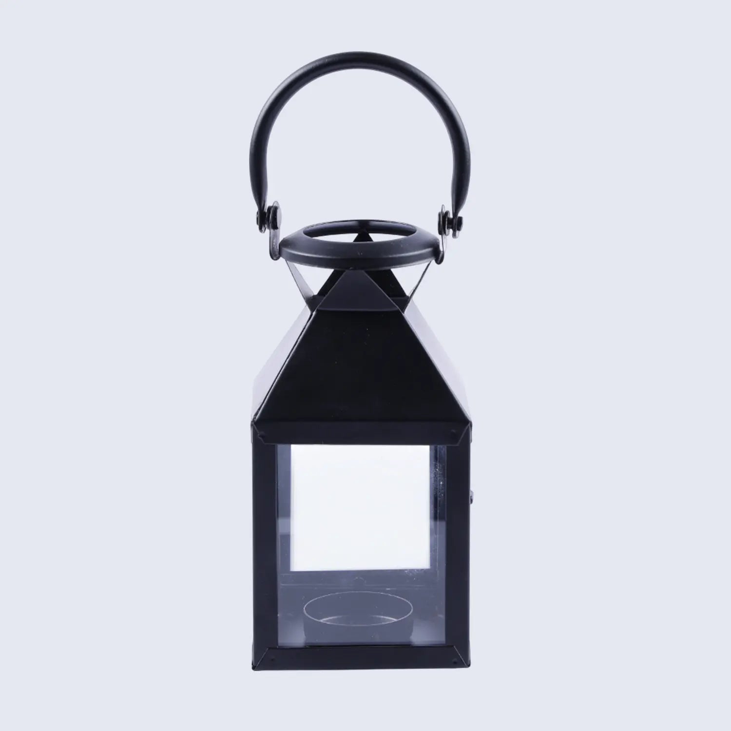 metal clear glass pyramid lantern matte black