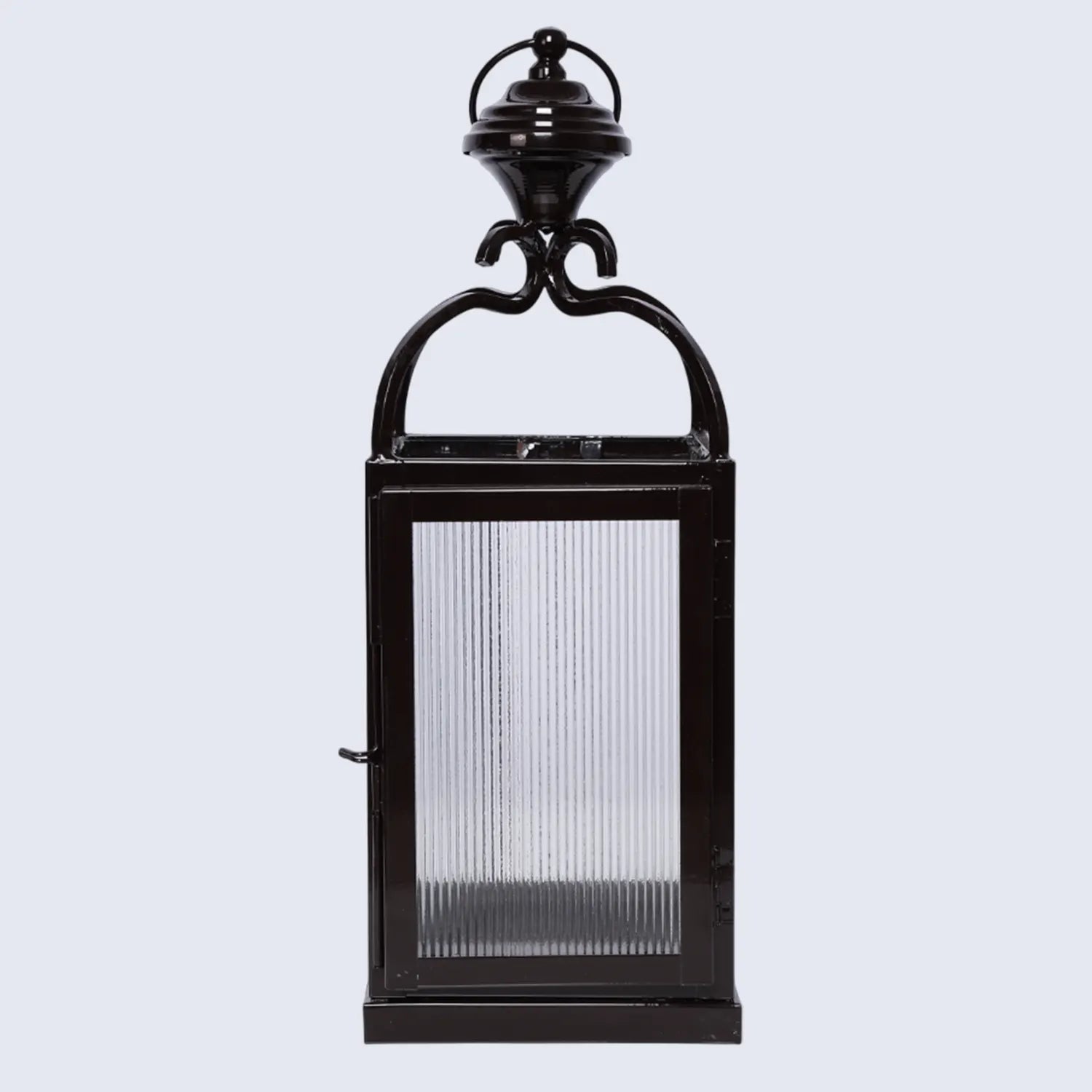 metal ribbed glass dome lantern glossy brown