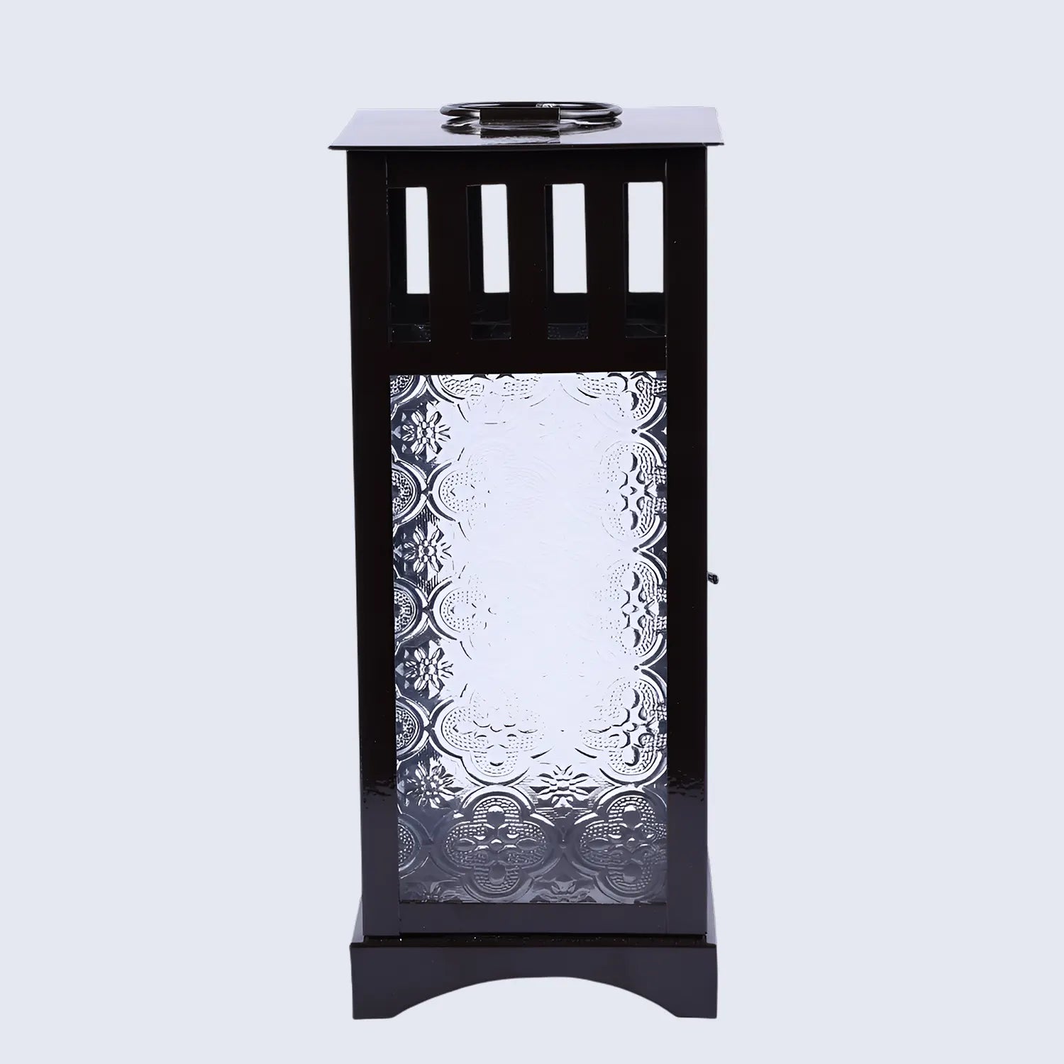 metal embossed glass vintage lantern glossy brown