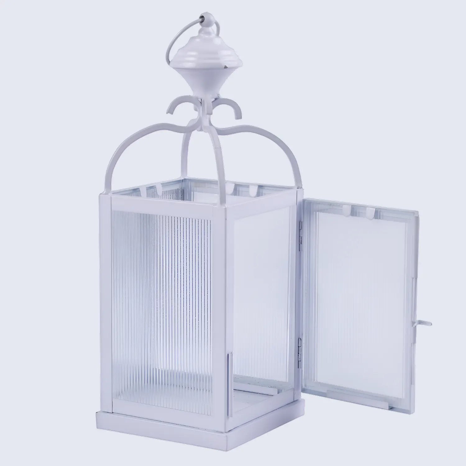 metal ribbed glass dome lantern antique white