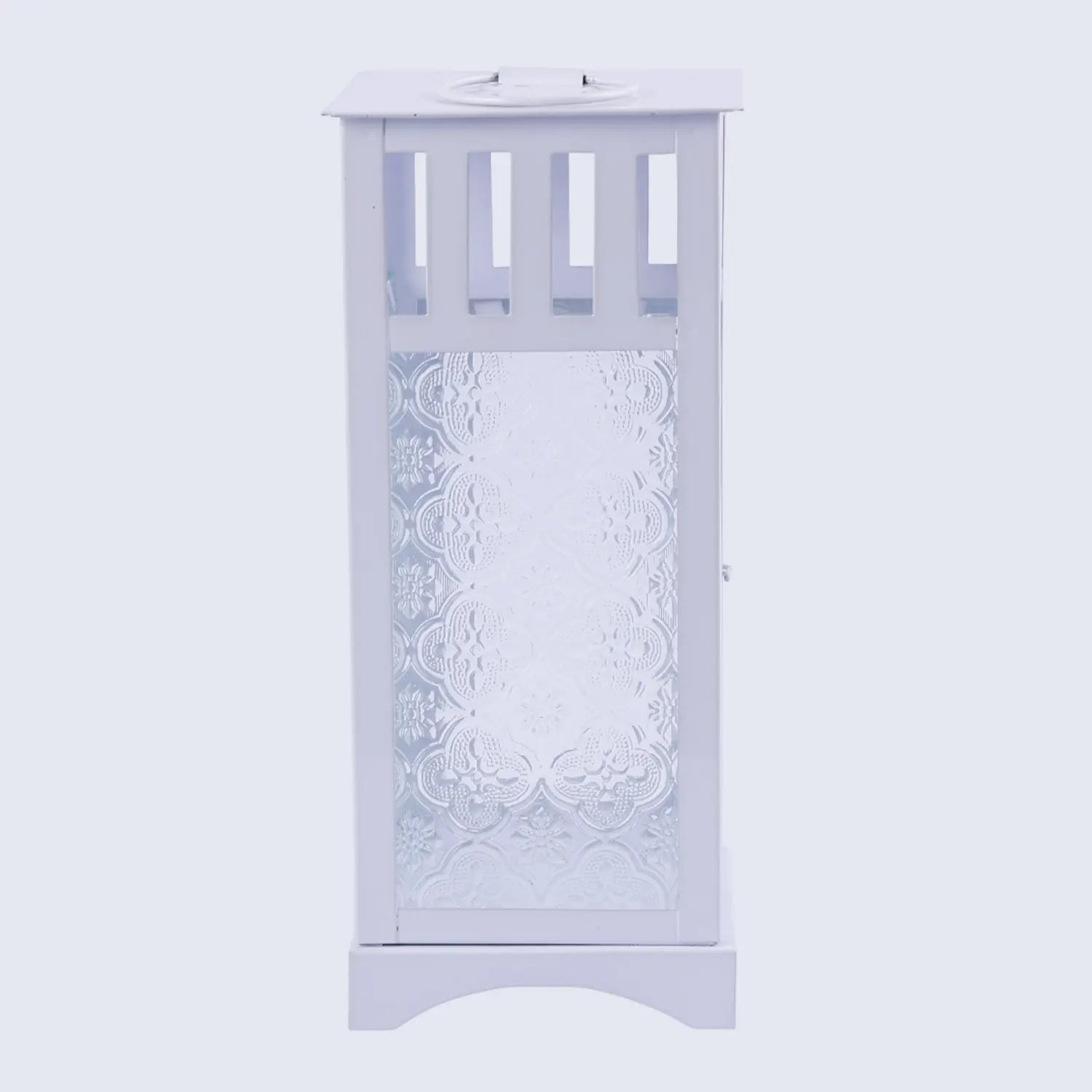 metal embossed glass vintage lantern antique white
