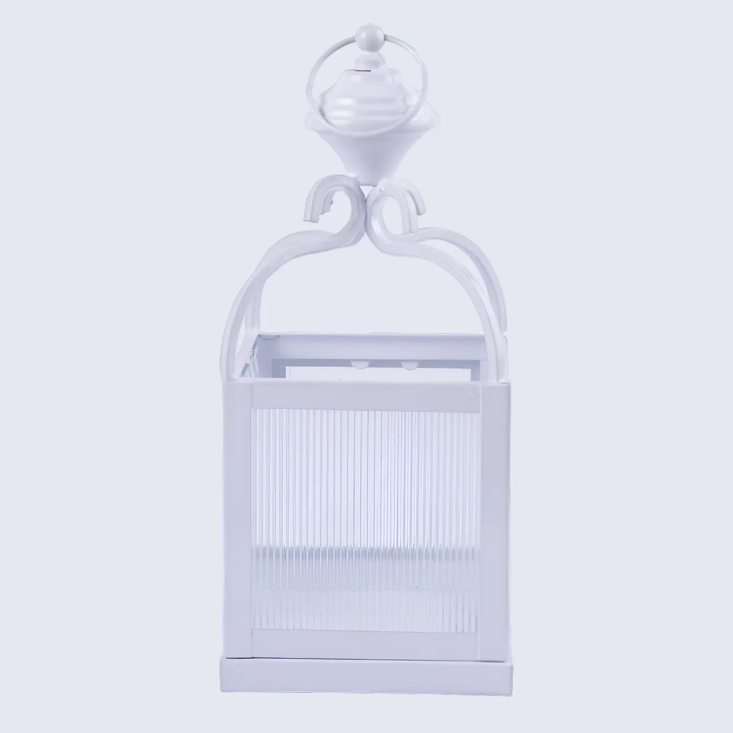 metal ribbed glass dome lantern antique white