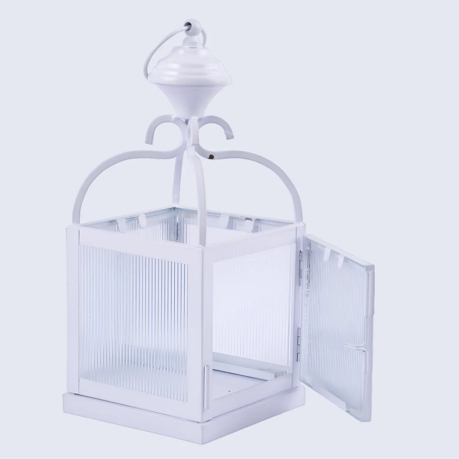 metal ribbed glass dome lantern antique white