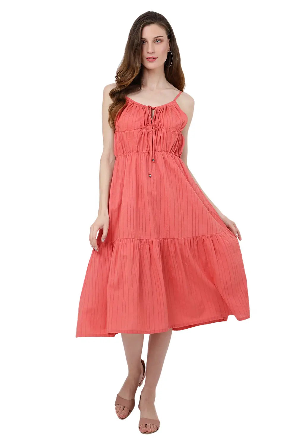 Women's Casual Dresses Tie up Detail In The Front Cute Midi Flowy Dresses for Women Royal Pink, X-Small to 3XL
