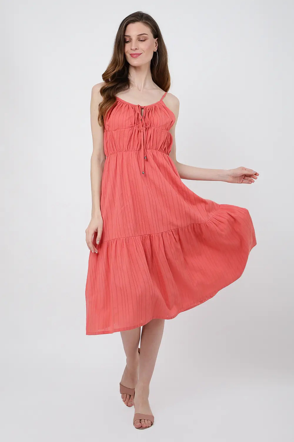 Women's Casual Dresses Tie up Detail In The Front Cute Midi Flowy Dresses for Women Royal Pink, X-Small to 3XL
