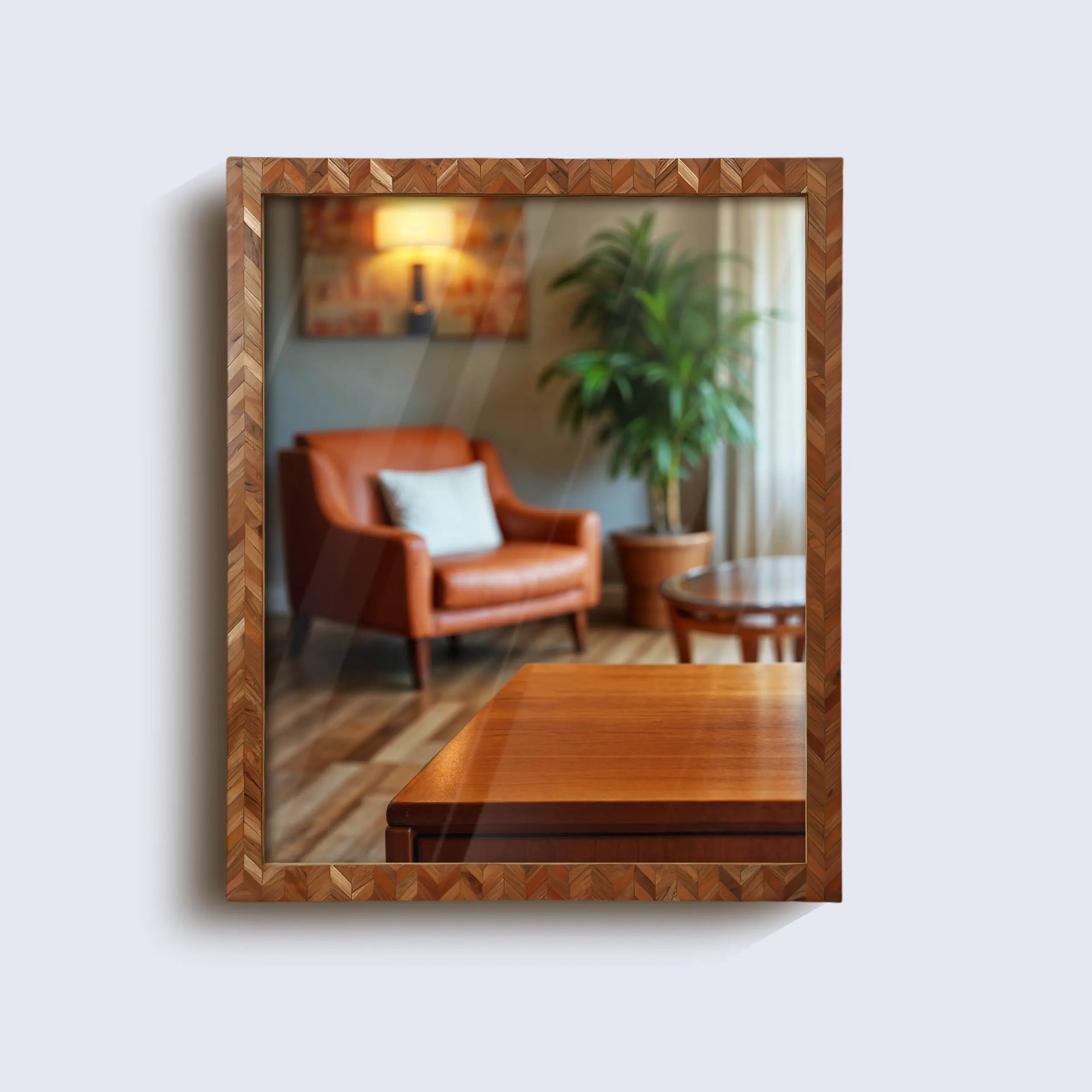 make to order wooden frame with herringbone pattern mirror bone inlay collection 20x24 inches