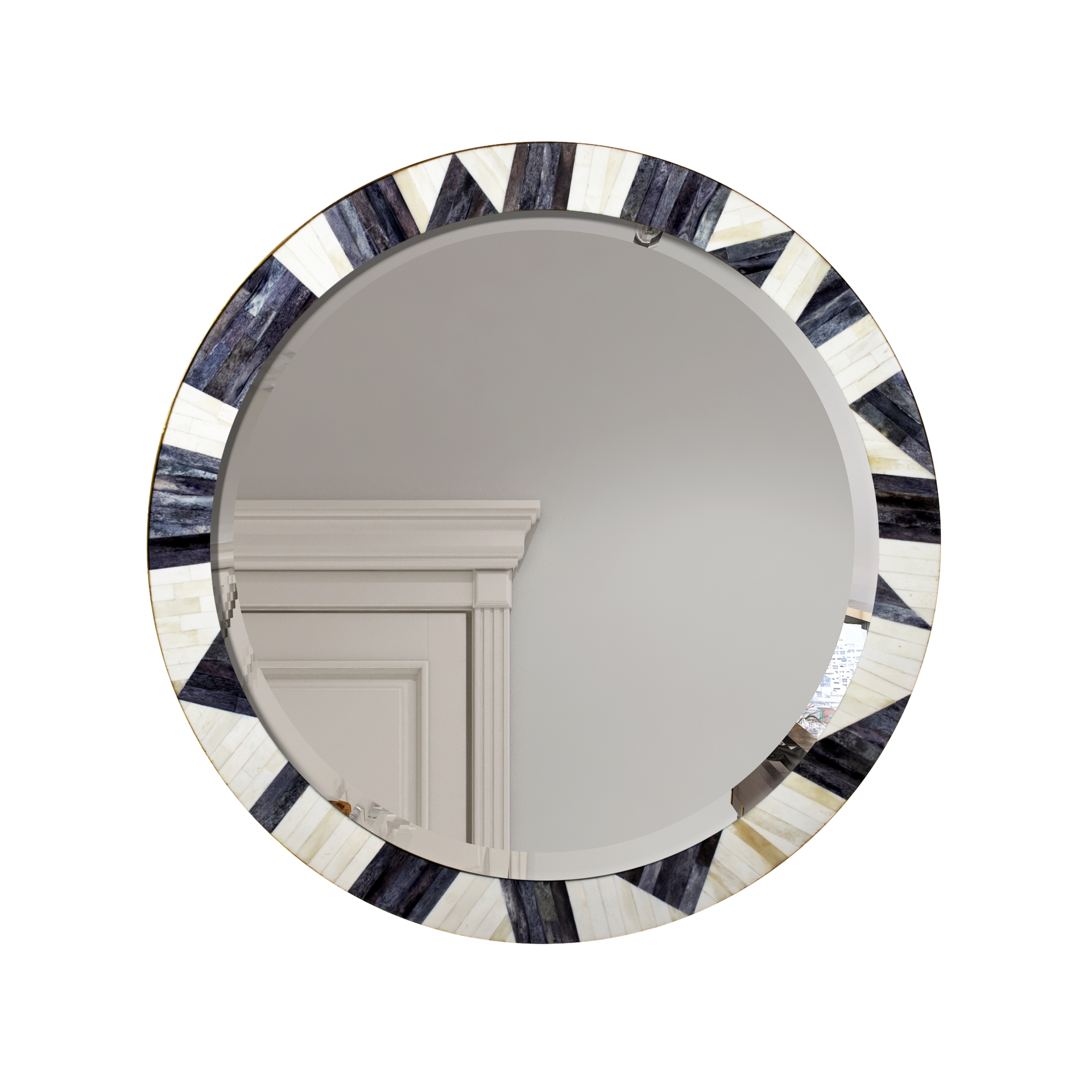 Round Wall Mirror Chaucer Duchess Collection Bone Inlay, 28" x  28"