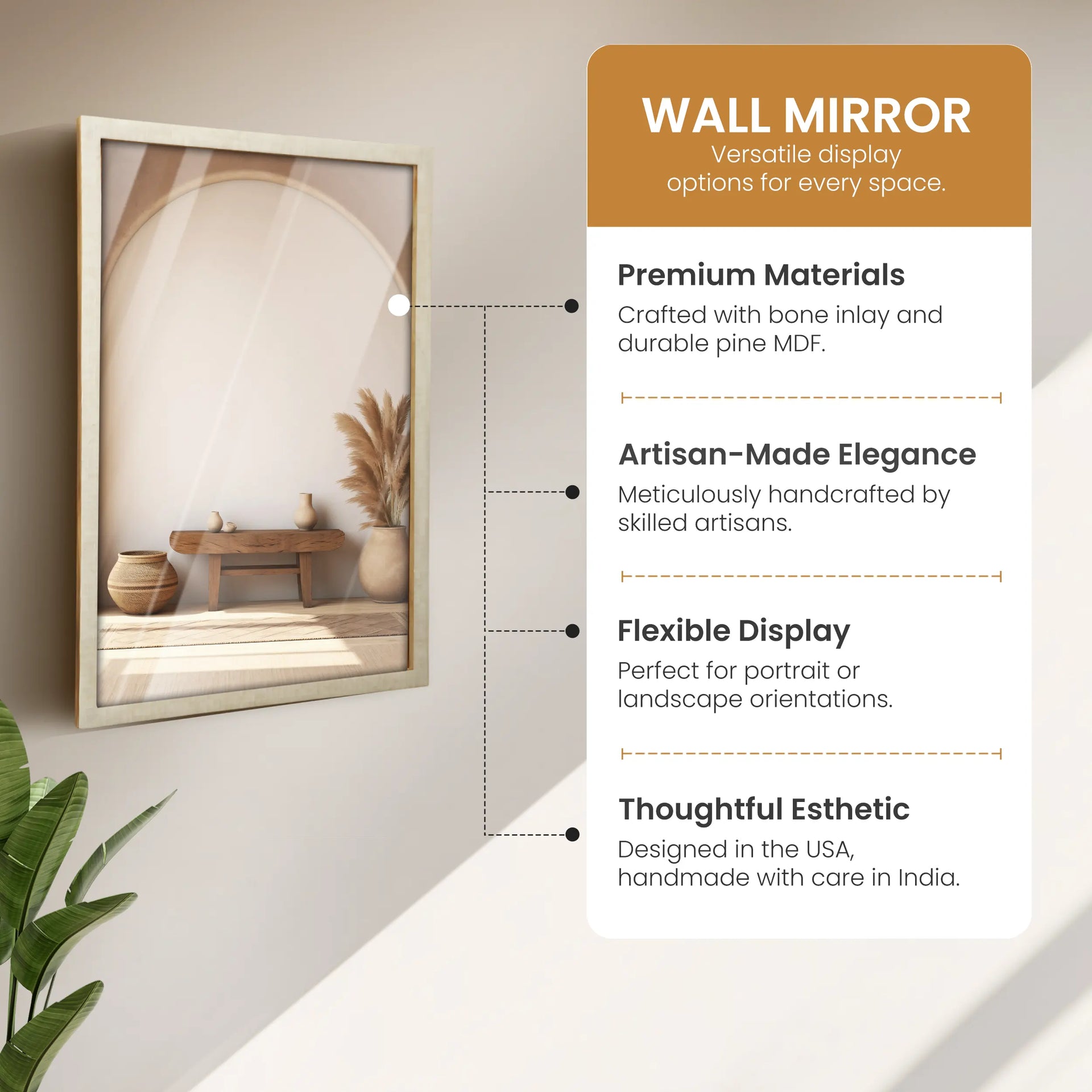 make to order light peach pattern rectangular mirror with checkered resin inlay collection 38x25 inches
