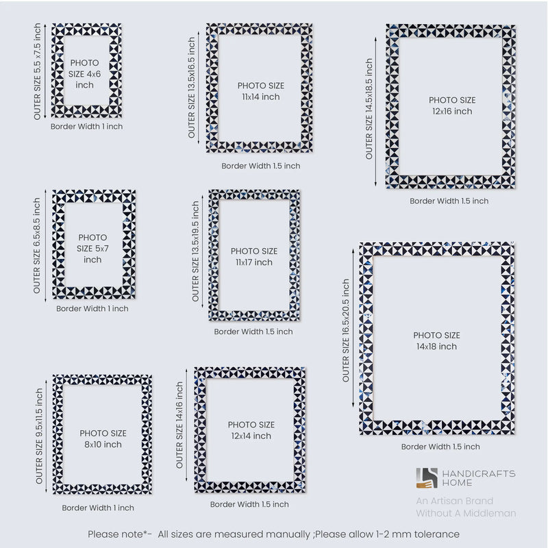 Size Chart for Marquet Indigo Poster Frame Set of 2 Decor, 5 Sizes