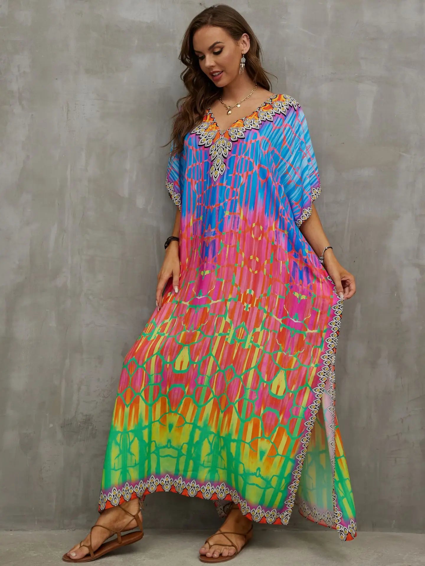 tropical kaftan summer dresses multicolor s 3xl