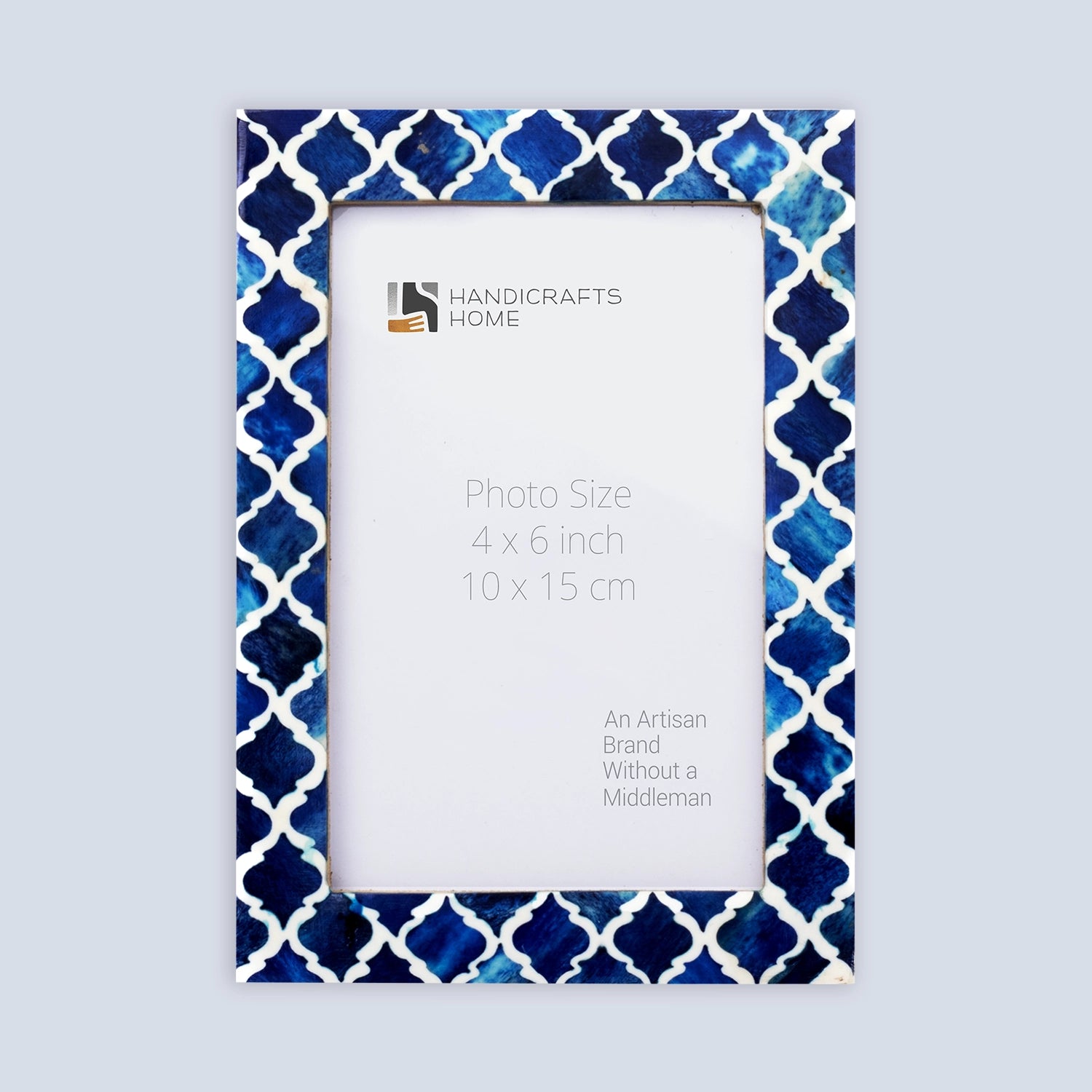 Picture Frame Moroccan Pattern Collection Bone & Resin Inlay Blue – 4 Sizes