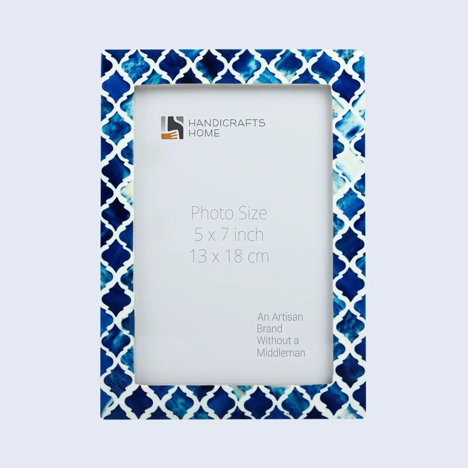 Picture Frame Moroccan Pattern Collection Bone & Resin Inlay Blue – 4 Sizes