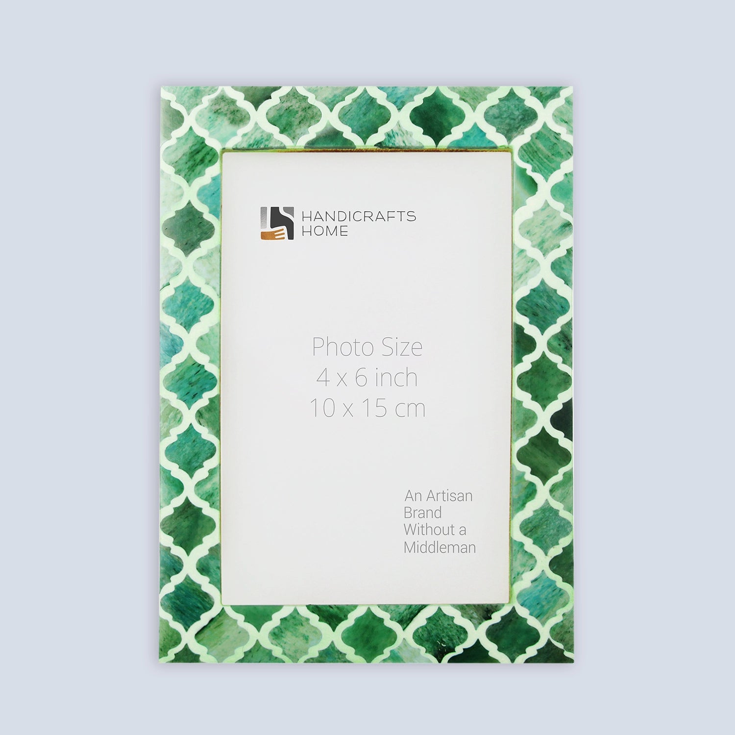 Picture Frame Moroccan Pattern Collection Bone & Resin Inlay Green – 3 Sizes