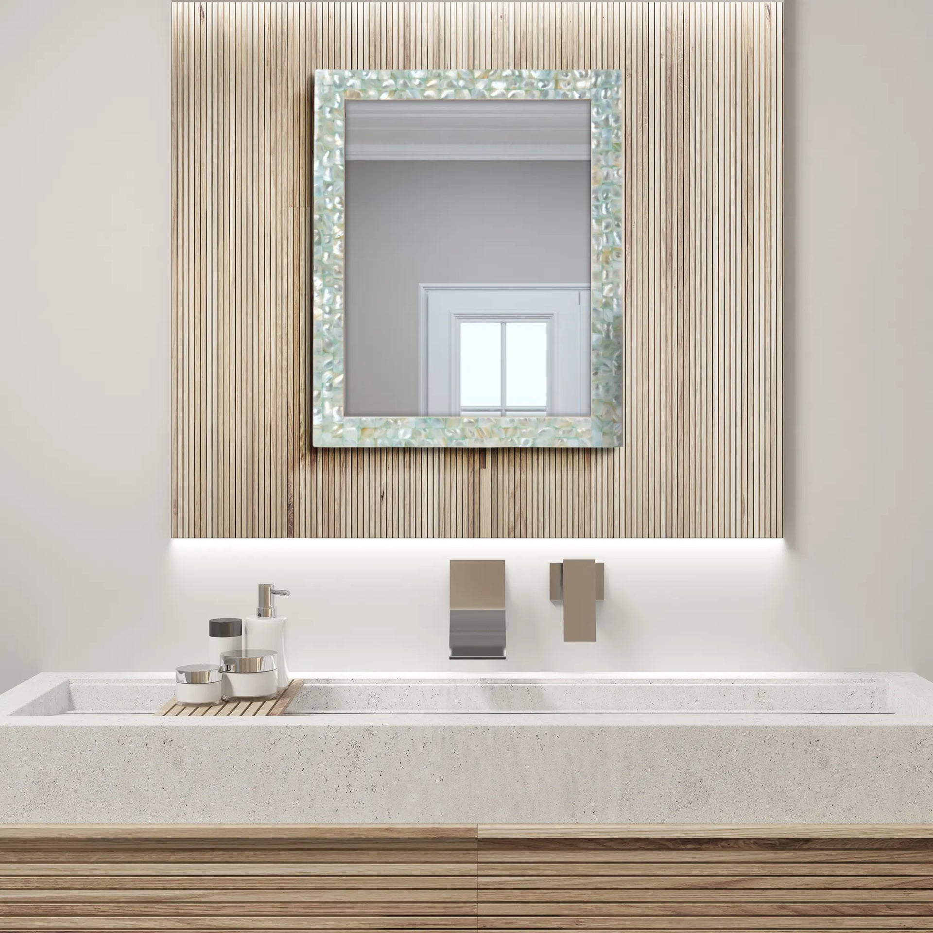 Make To Order Mother Of Pearl Green Mirror in 7 Sizes