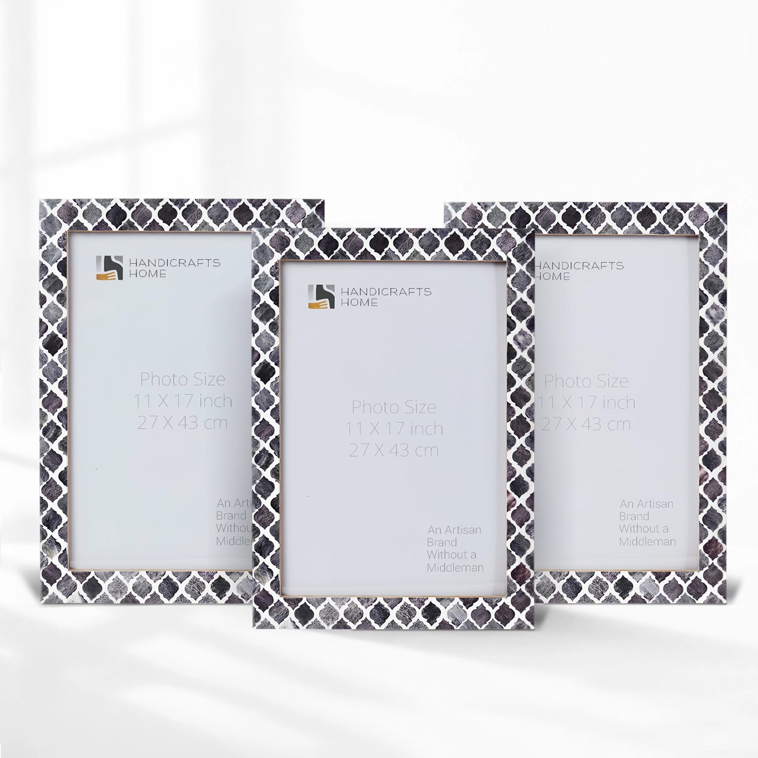 Grey Moroccan Bone & Resin Inlay Frame Set of 3, 11x17