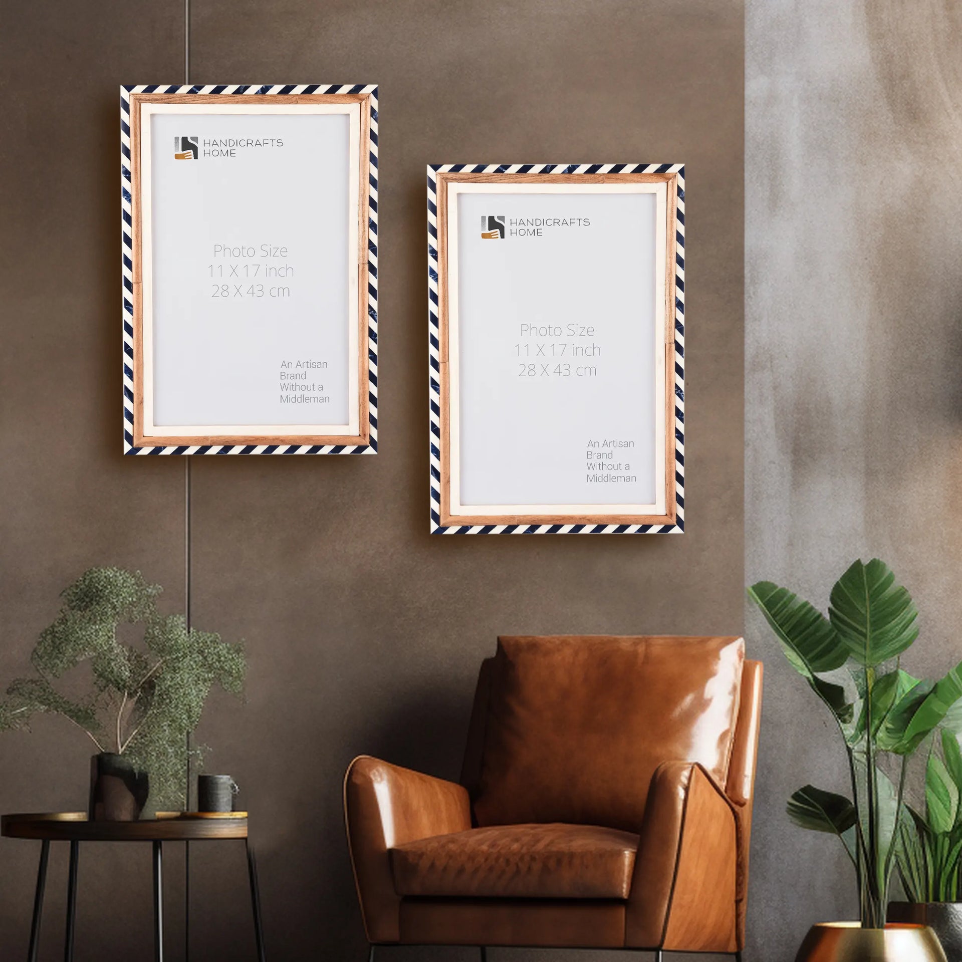 Picture Frame Marquet Bevel Collection Resin Inlay Blue White Pack of 2 Available in 7 Sizes