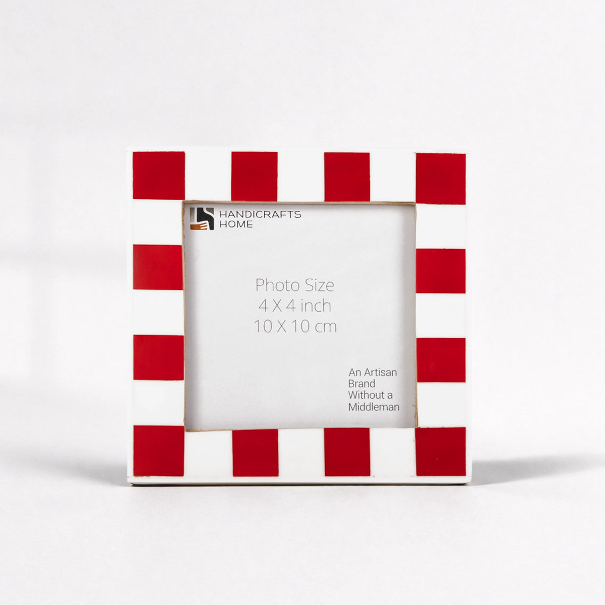 Handmade Checkered Picture Frame - Red & White Resin Inlay - 4x4 4x6 5x7 8x10, for tabletop or wall display