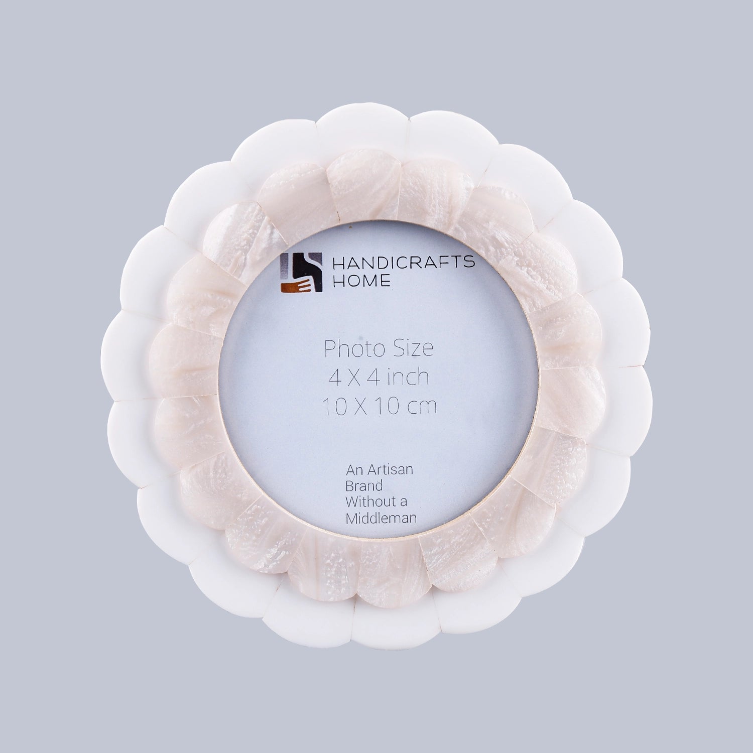 Baby Picture Frame Scalloped Ivory Petal Collection Resin Inlay – 4x4"