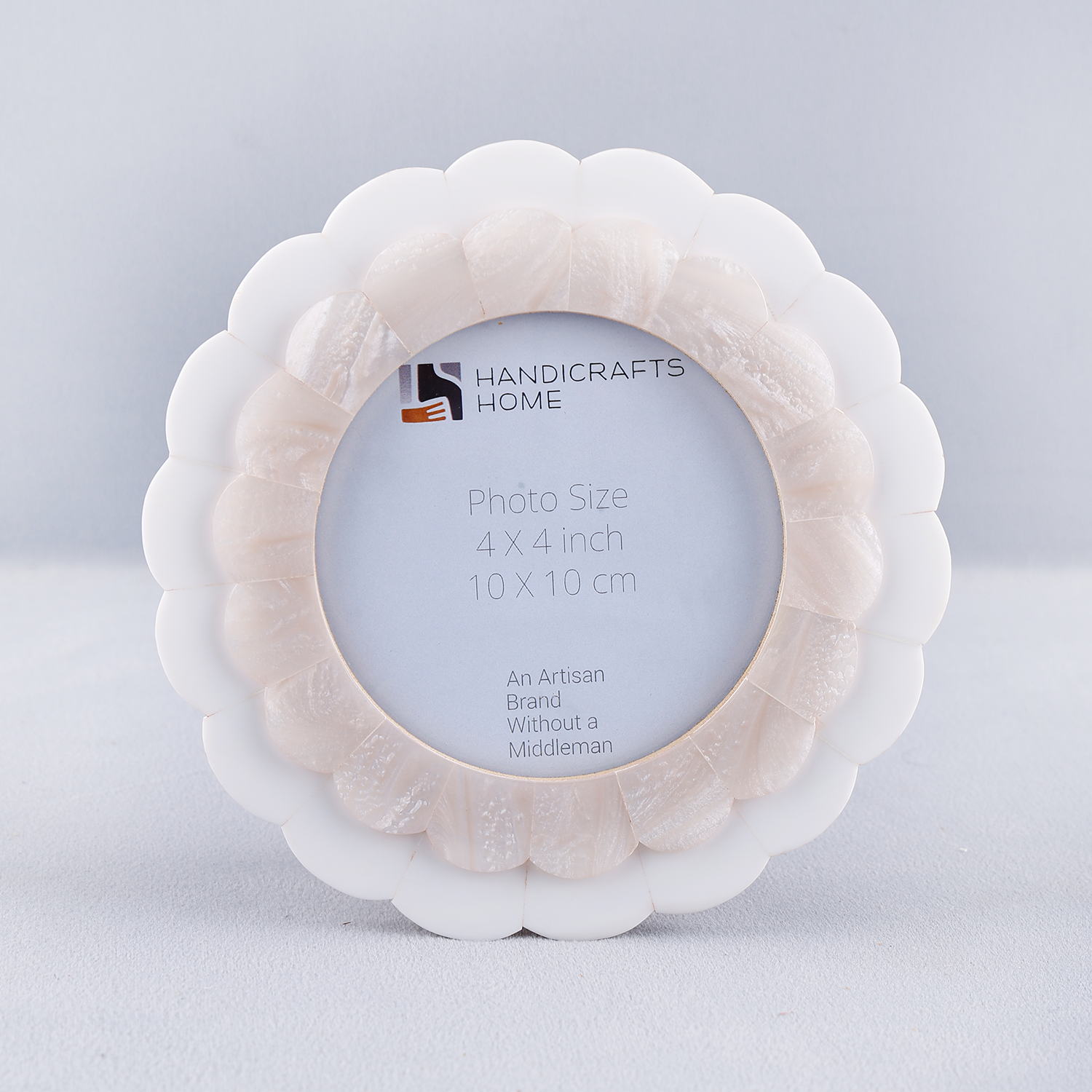 Pearl White Resin Inlay Picture Frame | Ivory Petal 4" Round Frame