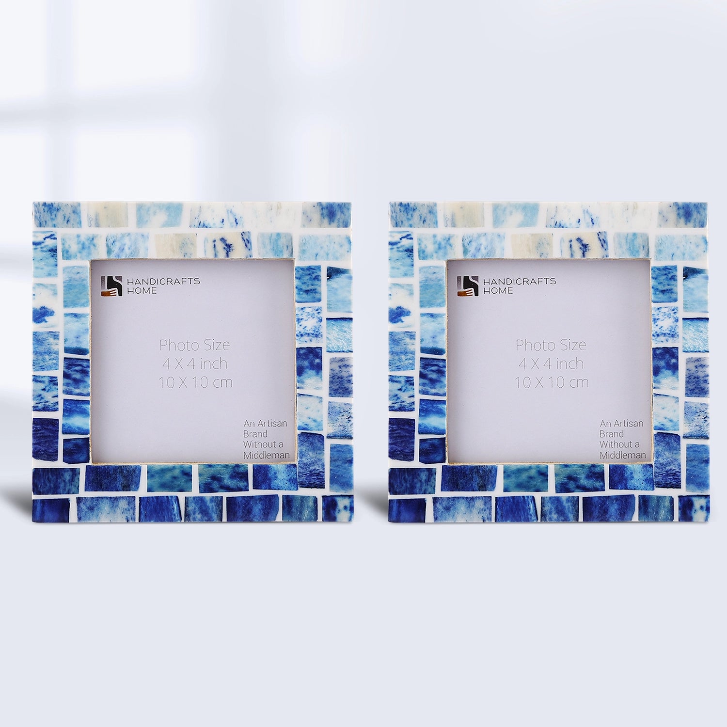 Baby Picture Frames Indigo Pattern Bone Inlay 4" x 4"
