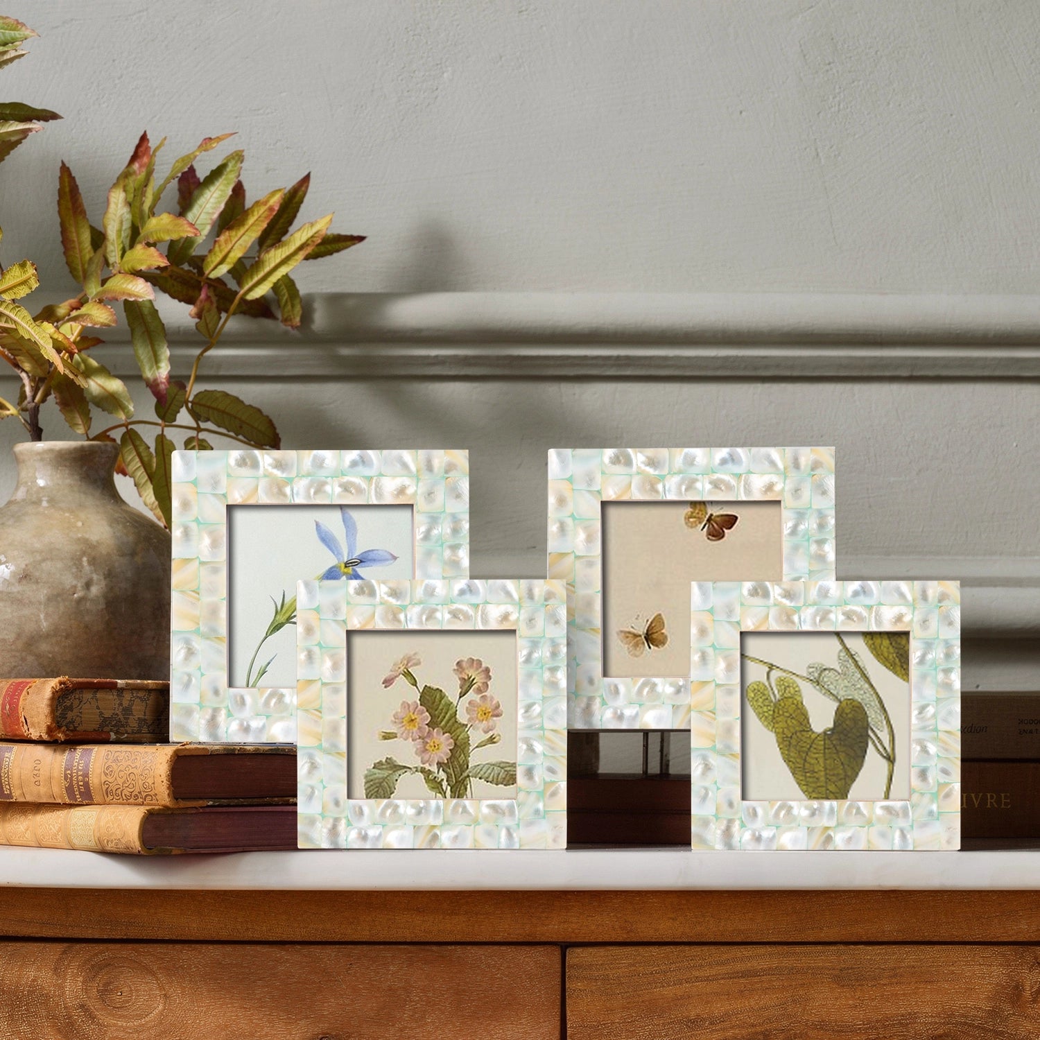 Baby Picture Frames Mother of Pearl Combo 4"x4" , Green