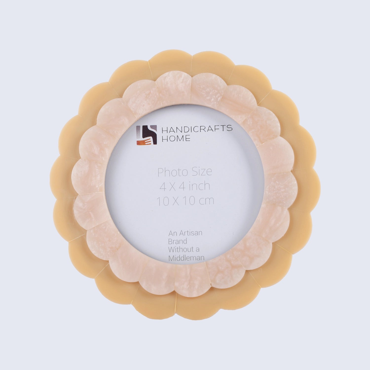 Baby Picture Frame Scalloped Latte Shell Collection Resin Inlay – 4x4"
