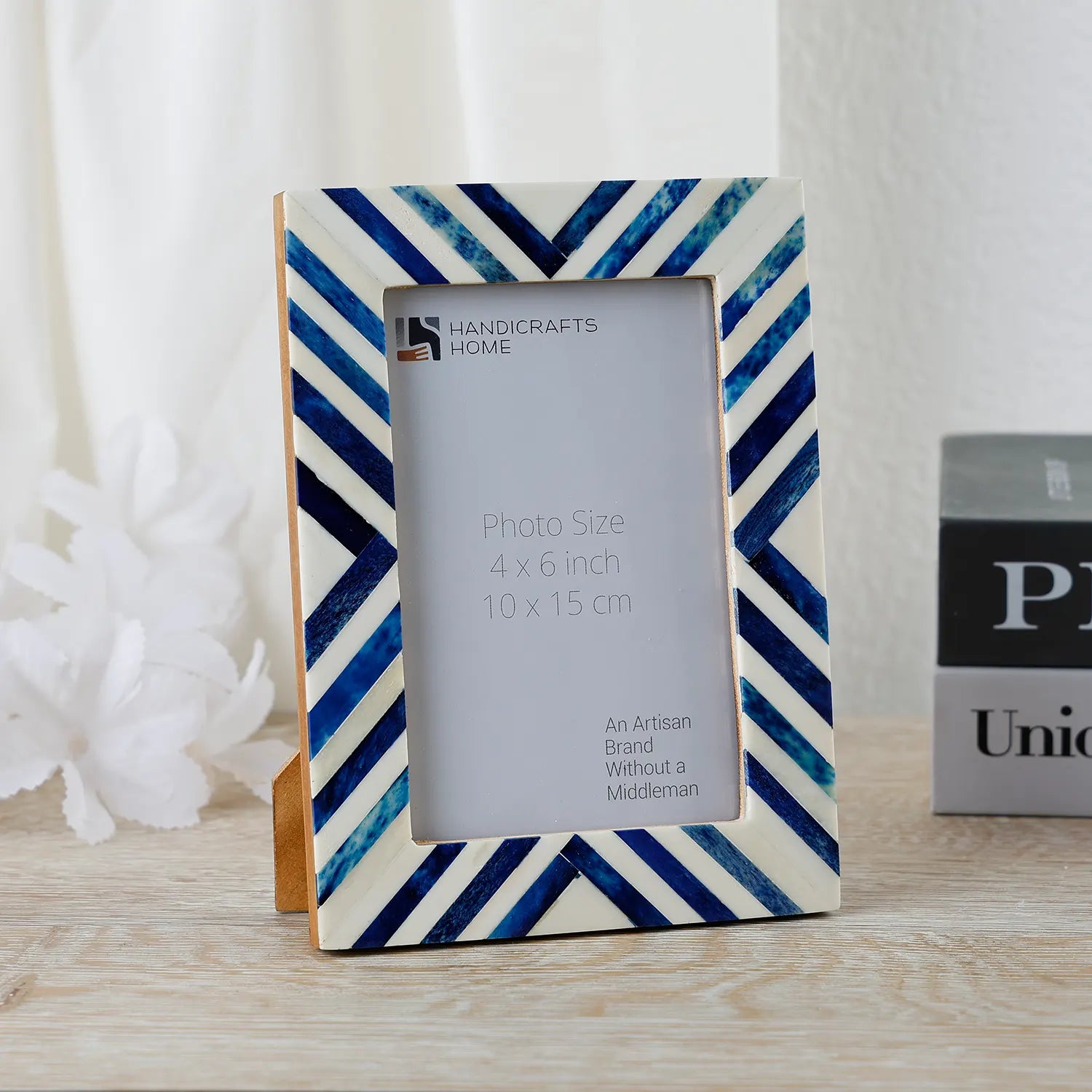 Picture Frame Chevron Collection Bone Inlay Blue – 4x6 & 5x7"