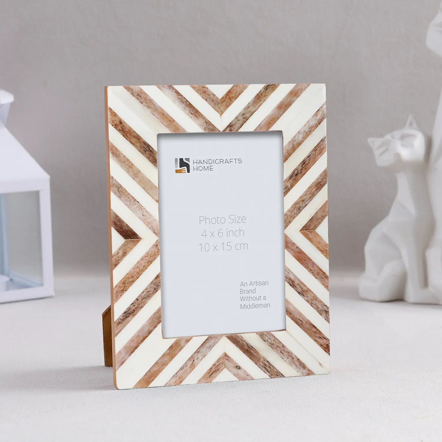 Picture Frame Chevron Collection Bone Inlay Brown 4x6 & 5x7"