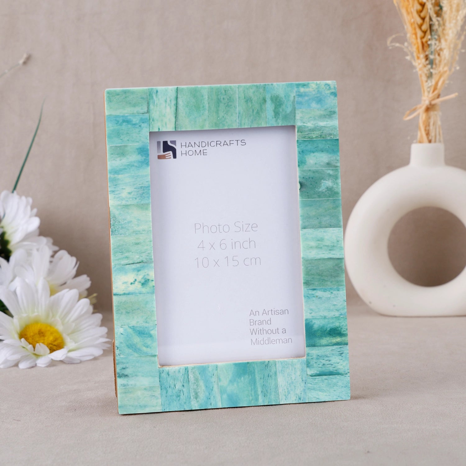 Picture Frame Classic Green Collection Bone Inlay & Wood – 4x6"