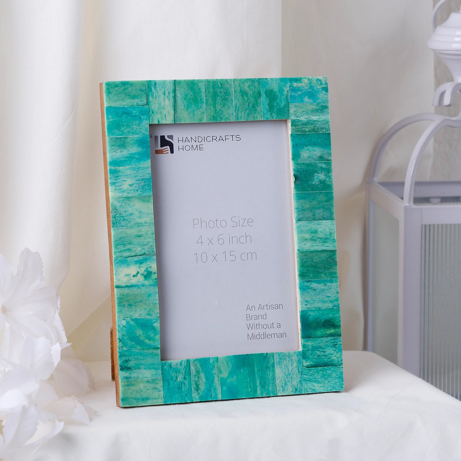 Picture Frame Classic Green Collection Bone Inlay & Wood – 4x6"