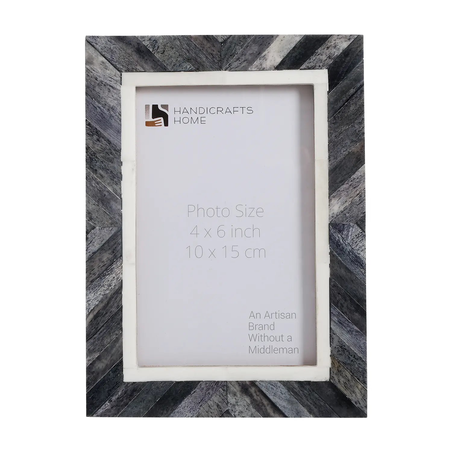 Handicrafts Home Bone Picture Photo Frame Classic Pattern Beading Art Inspired Vintage Table-Top/Wall Décor Handmade Frames (4x6 Inches, Grey)