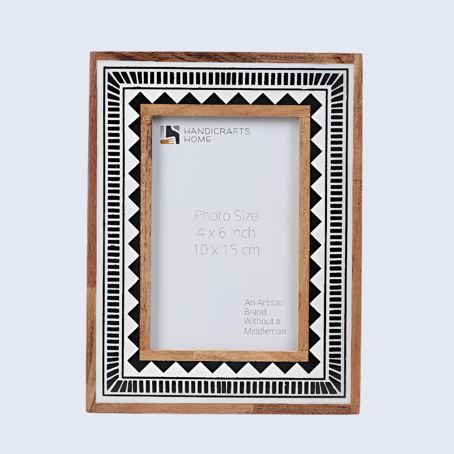 Picture Frame Geometric Collection Wood & Resin Inlay Black & White – 4x6 & 5x7"