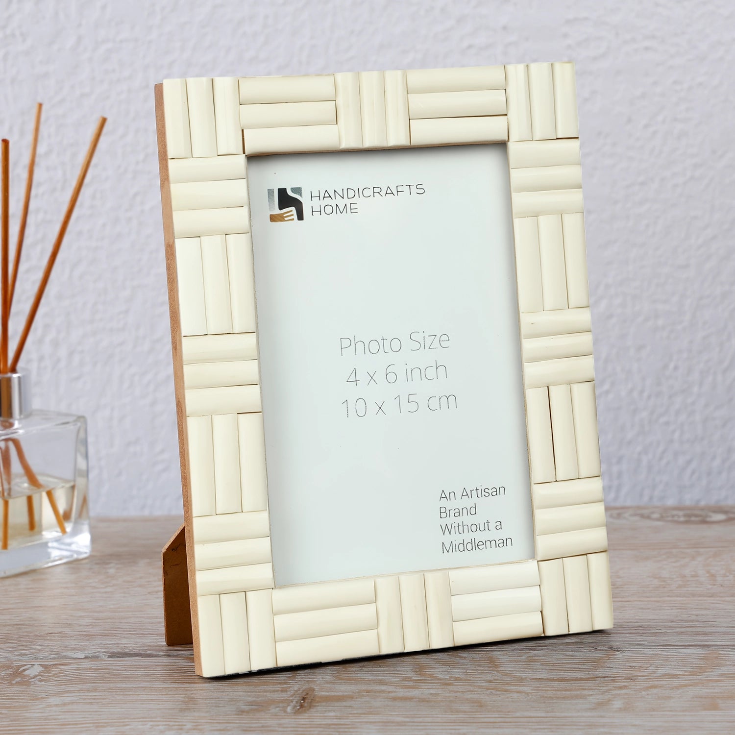 Picture Frame Brick Pattern Collection Bone Inlay White – 4x6 & 5x7"