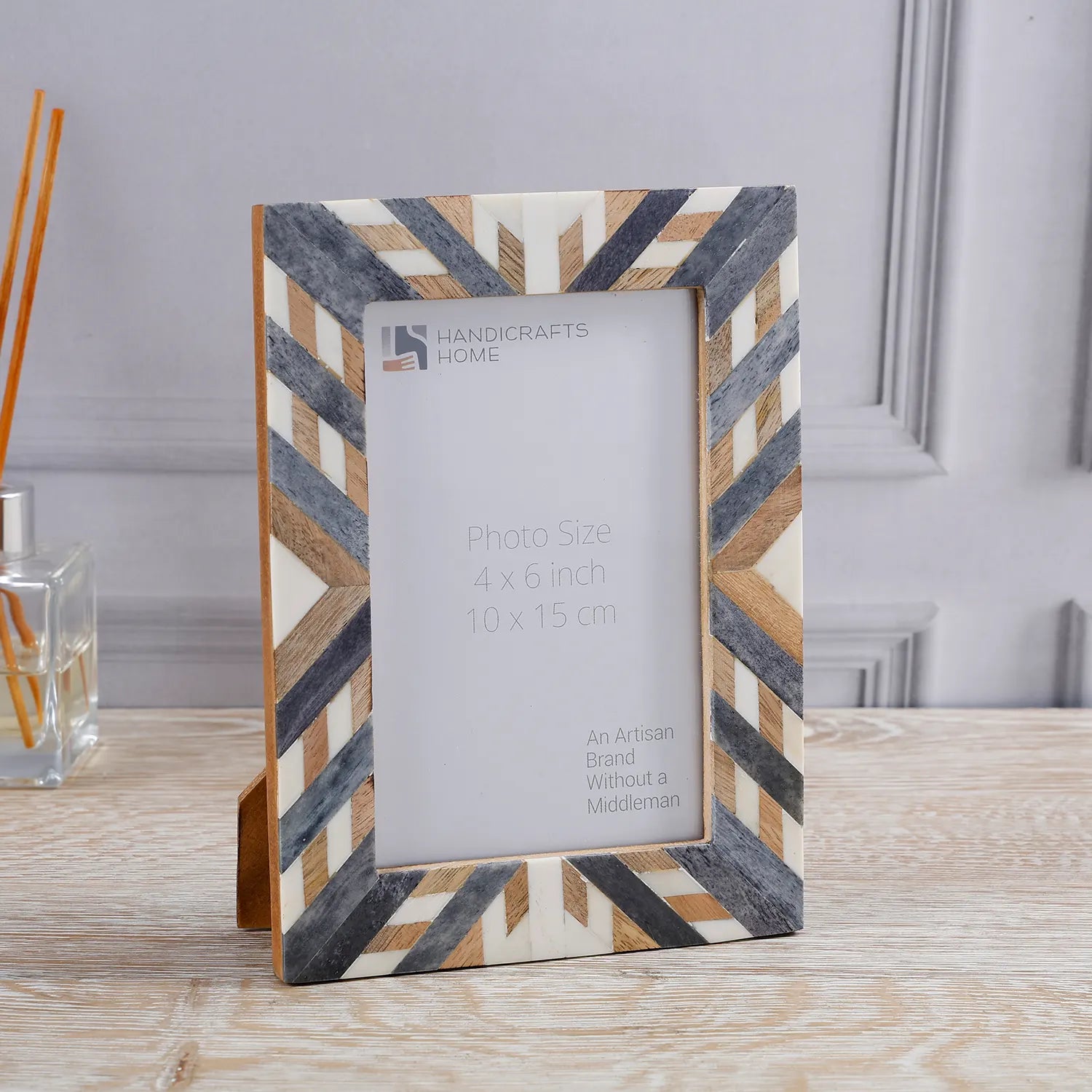 Picture Frame Hypno Ash Collection Bone Inlay, Wood Grey & White – 4x6 & 5x7"
