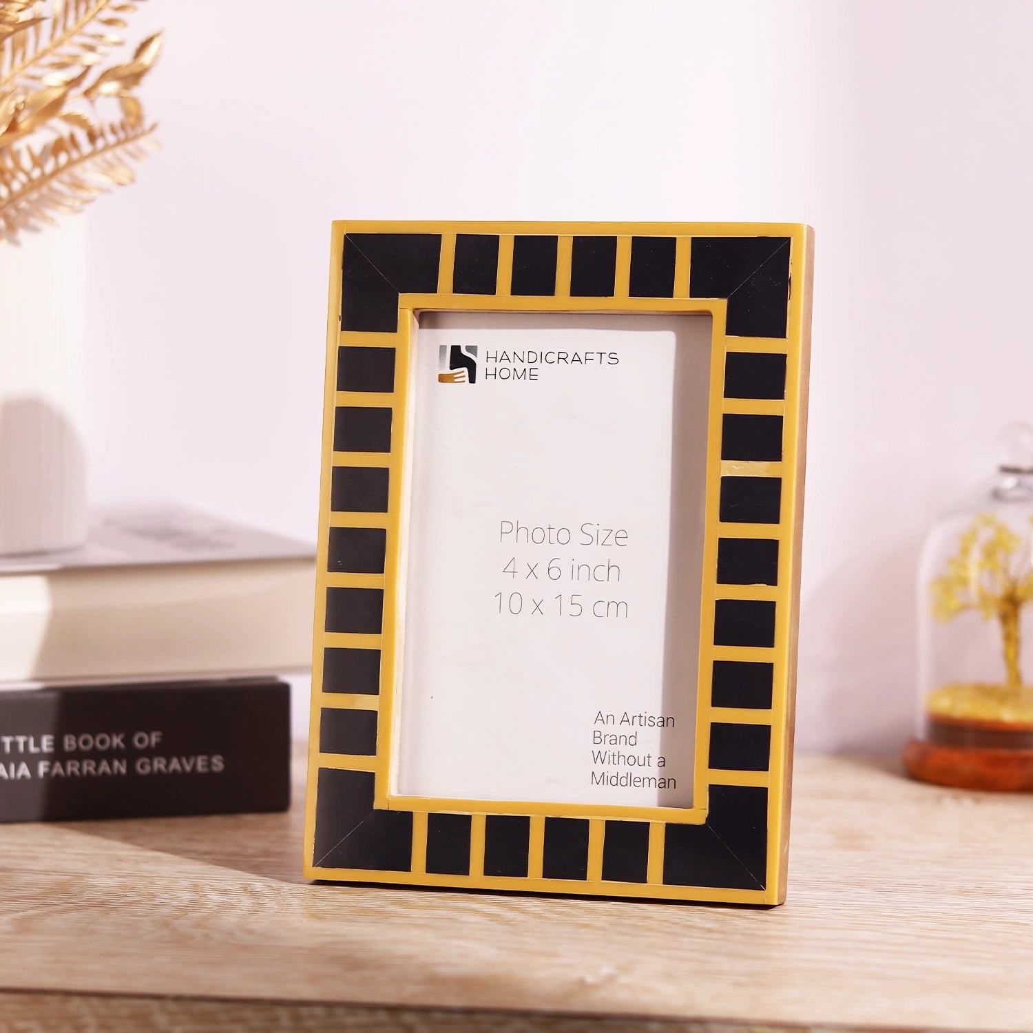 Picture Frames Square Pattern Collection Resin Inlay, Black- 4x6, 5x7"