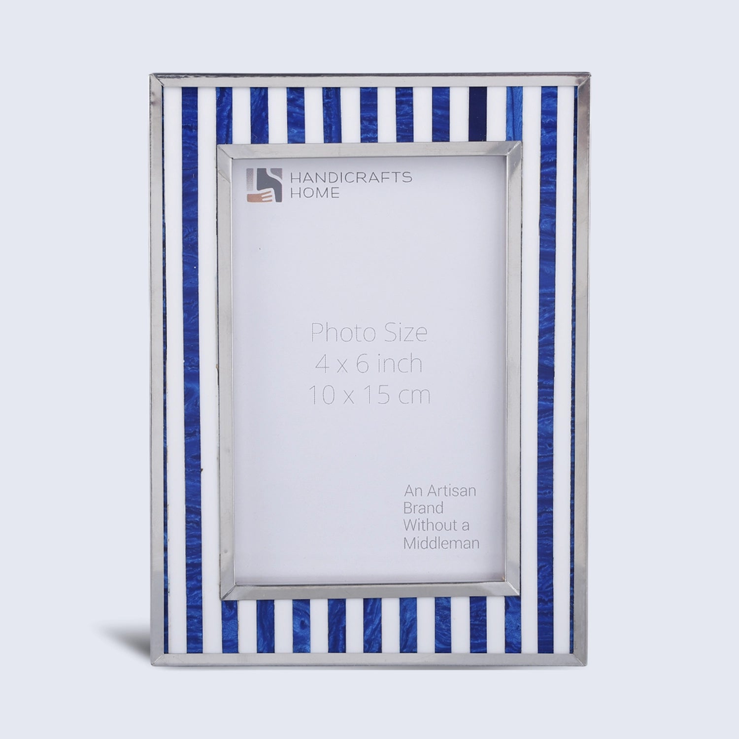 Picture Frame Camelot Knight Collection Resin & Stainless Steel Border Blue & White – 4x6"