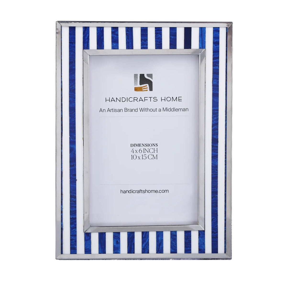 Picture Frame Camelot Knight Collection Resin & Stainless Steel Border Blue & White – 4x6"
