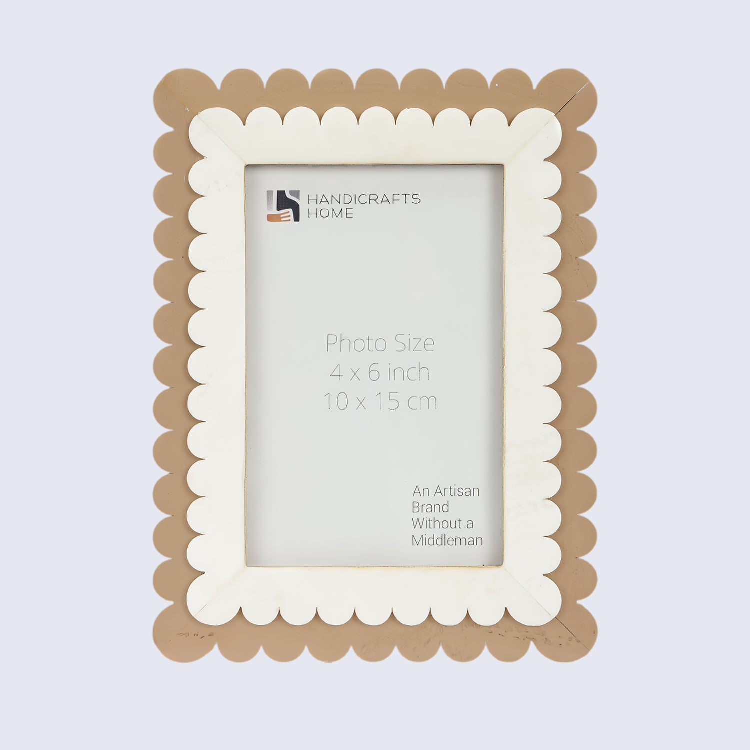 Picture Frame Petal Scallop Collection Bone Inlay White & Brown – 4x6 & 5x7"