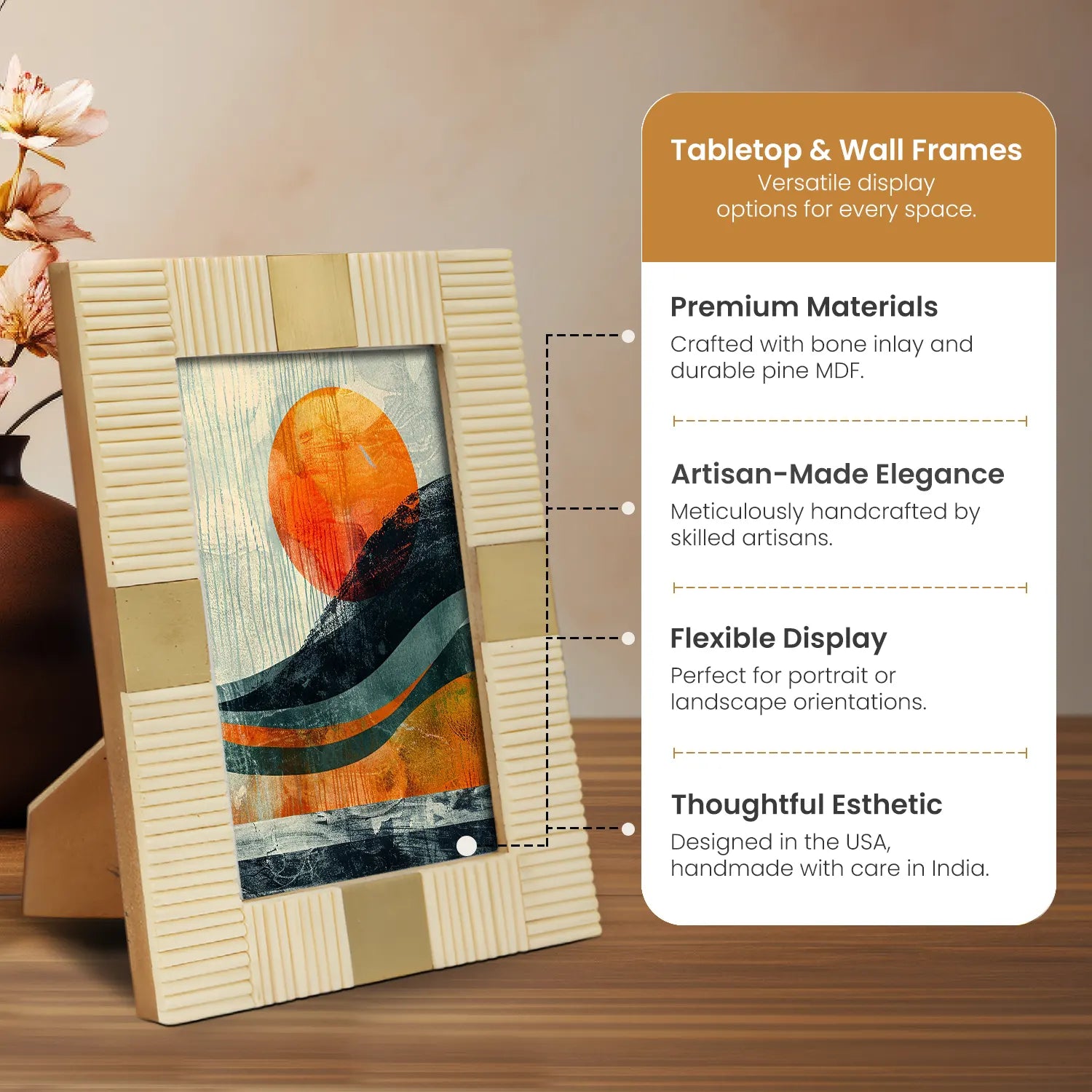 Picture Frame Deco Accent Collection Resin Inlay White – 3 Sizes