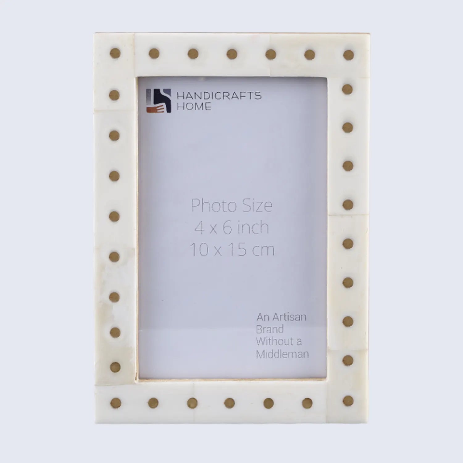 Picture Frame Studded Dot Collection Bone & Brass White  – 4x6"