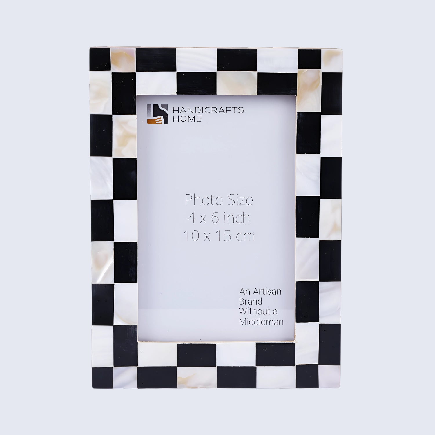 Picture Frame Checkerboard Collection Resin Inlay White & Black – 4x6 & 5x7"
