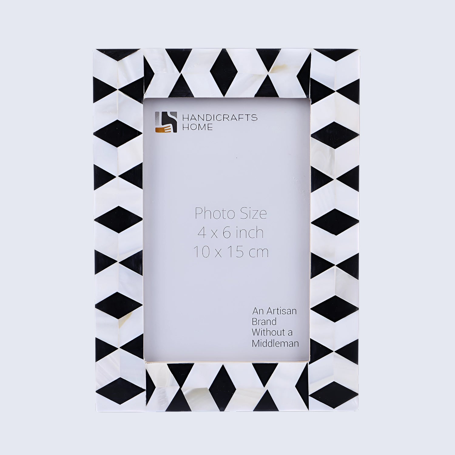 Picture Frame Diamond Mosaic Collection Mother of Pearl & Resin Inlay Black & White – 4x6 & 5x7"