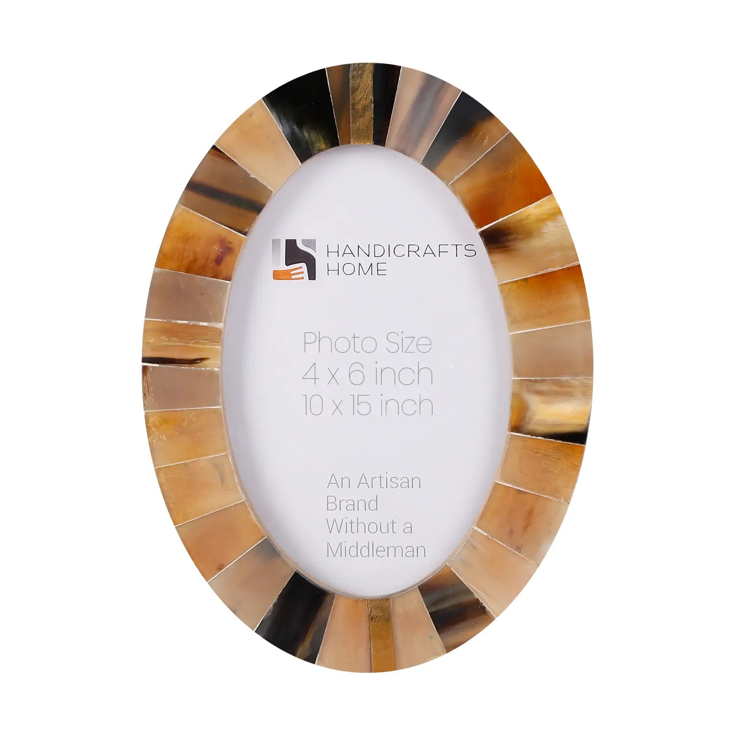 Horn Inlay Picture Frames | Oval Sunburst Photo Frame