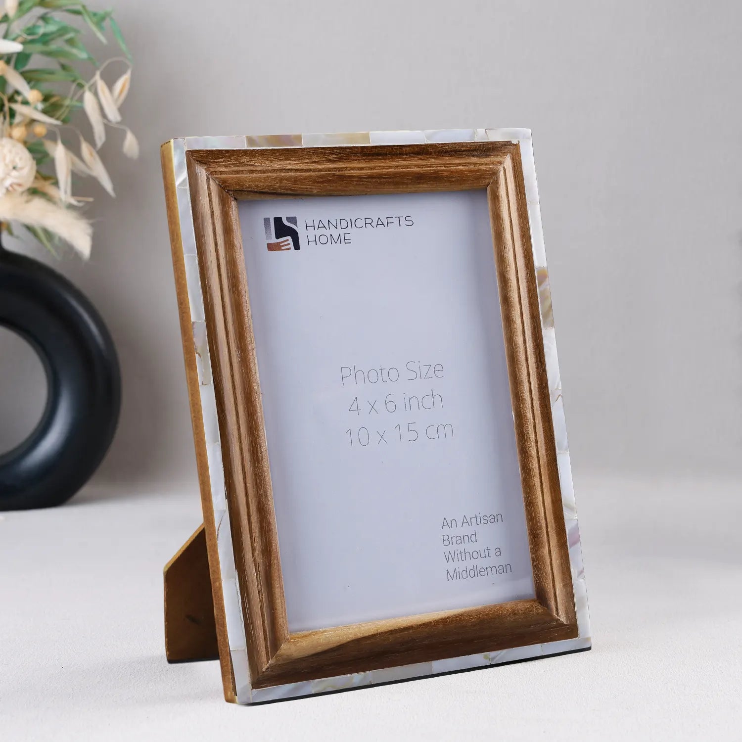 Picture Frame Classic Collection Mother of Pearl & Wood Inlay White & Black – 4x6"