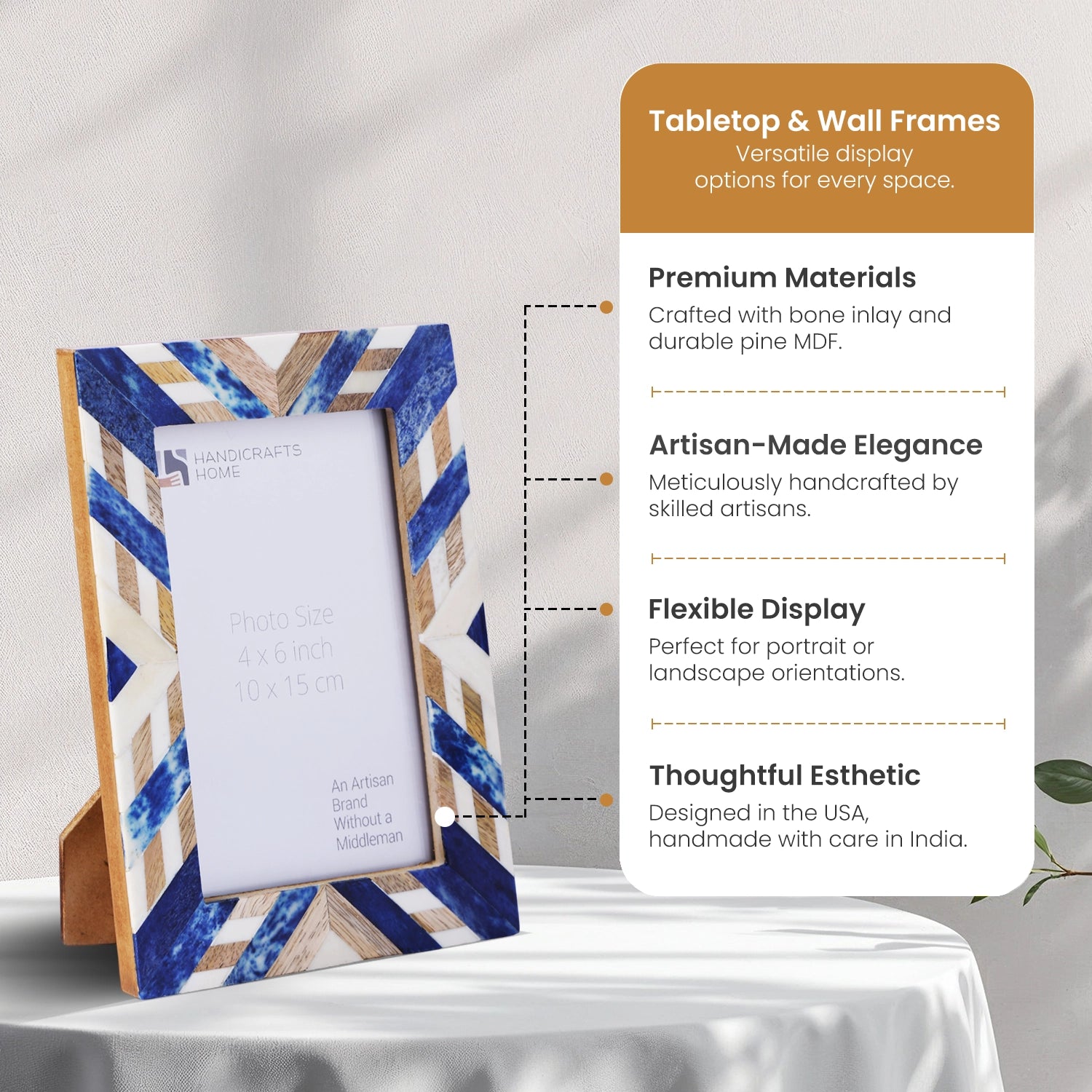 Picture Frame Hypno Azure Collection - Blue & Brown, 4x6, 5x7