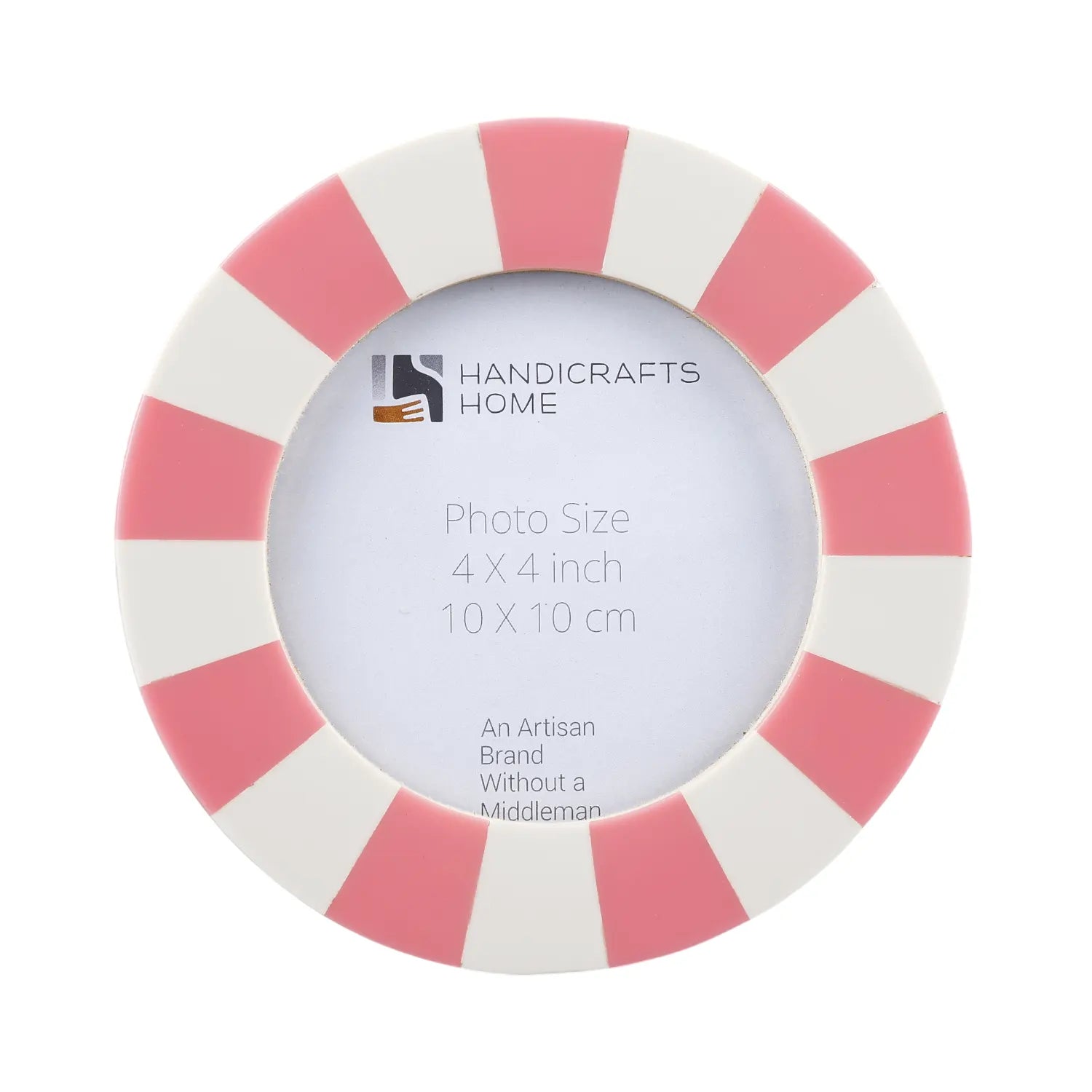Round Resin Inlay Baby Picture Frame 4x4 Pink Nursery Decor