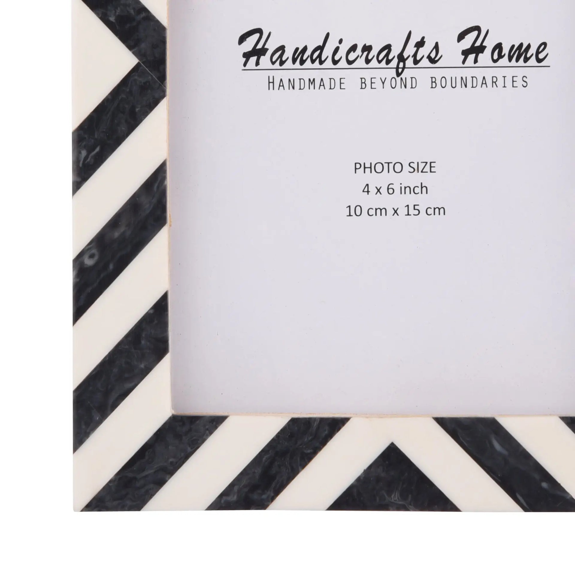 Candy Cane Liquorice Twist Resin Inlay Picture Frame, Black - White, 3 Sizes (Set of 2)