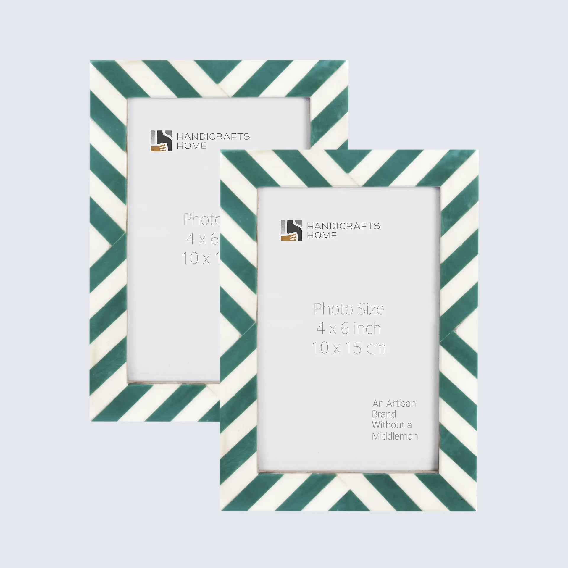 Candy Cane Mint Resin Inlay Picture Frame, Green - White, 3 Sizes (Set of 2)