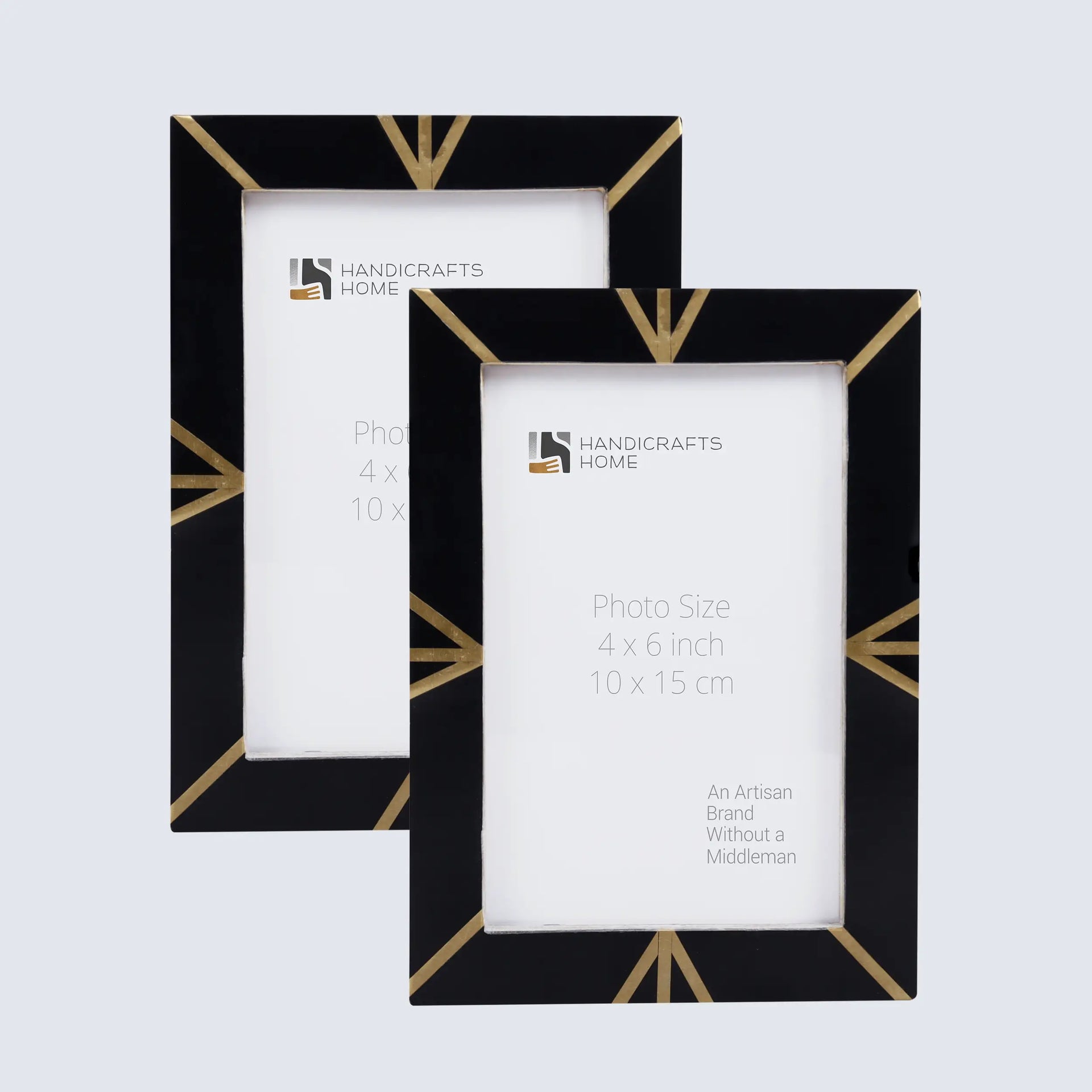 Picture Frame Deco Gatsby Collection Resin & Brass Inlay Classic Black & Gold – 3 sizes (Pack of 2)